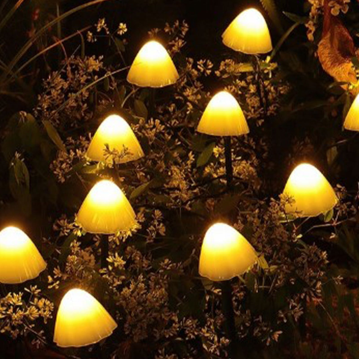 Mini Mushroom Solar Lights 8 Modes LED Waterproof String Pathway Outdoor Decoration for Garden Backyard Lawn Party 5meter 20 Beads Warm White