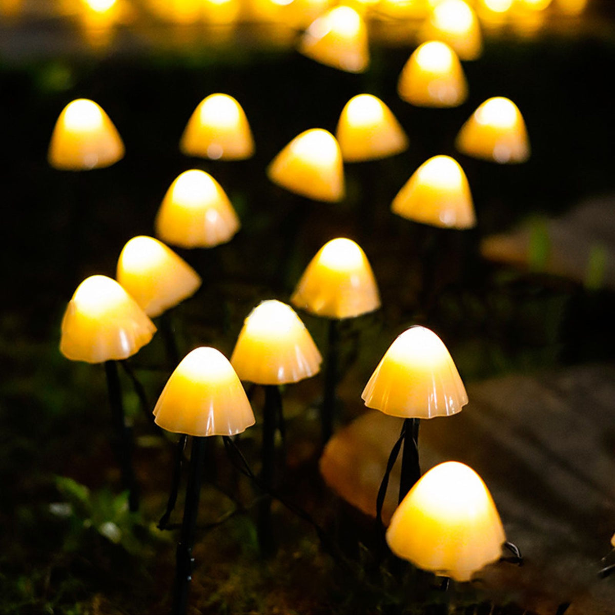 Mini Mushroom Solar Lights 8 Modes LED Waterproof String Pathway Outdoor Decoration for Garden Backyard Lawn Party 5meter 20 Beads Warm White