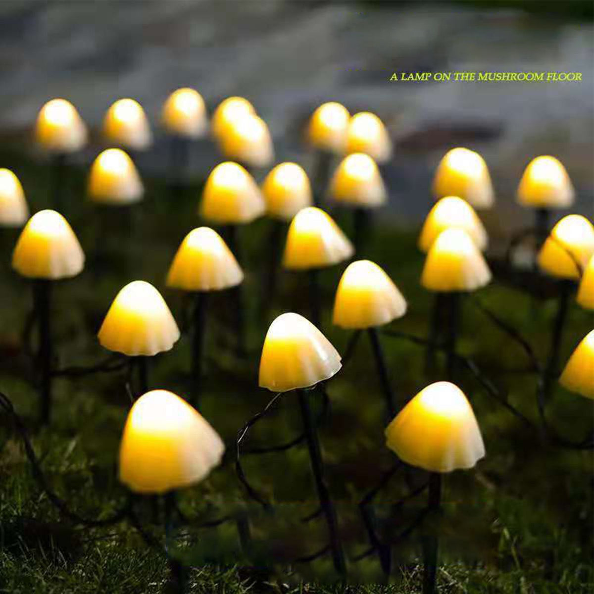 Mini Mushroom Solar Lights 8 Modes LED Waterproof String Pathway Outdoor Decoration for Garden Backyard Lawn Party 5meter 20 Beads Warm White