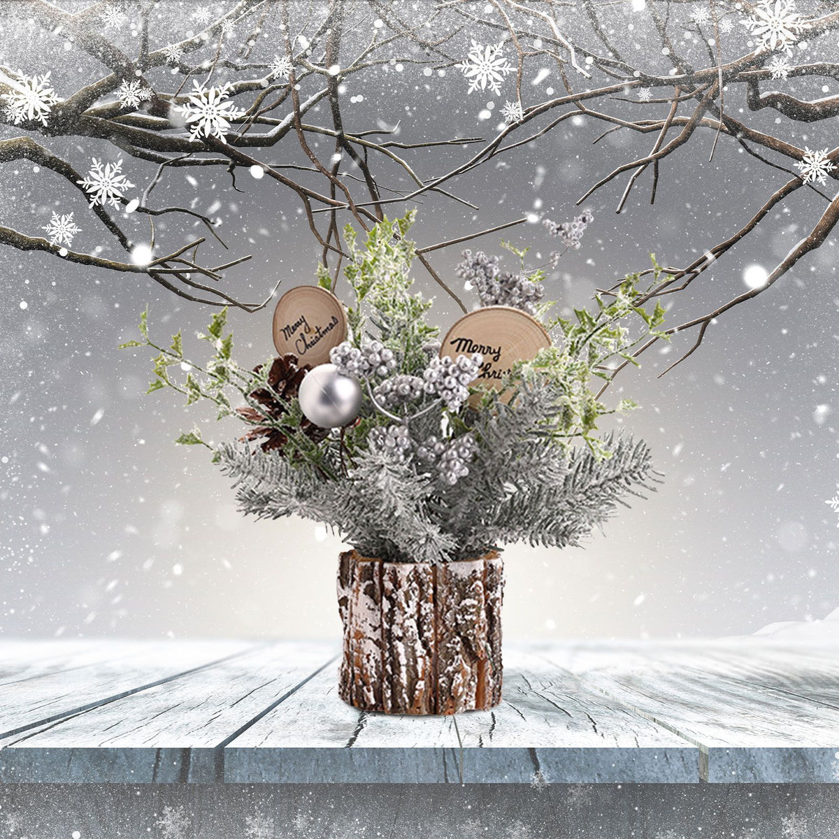 Mini Christmas Tree Decorations 35cm Flocking Pine Cone Simulation Artificial Christmas Tree Home Desktop Ornaments