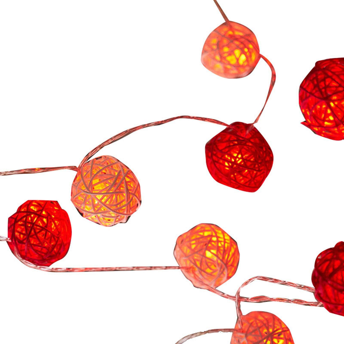Rattan Ball String Light Decorative Romantic Rattan Ball String for Christmas Party Home Decor 1.5m/4.9ft
