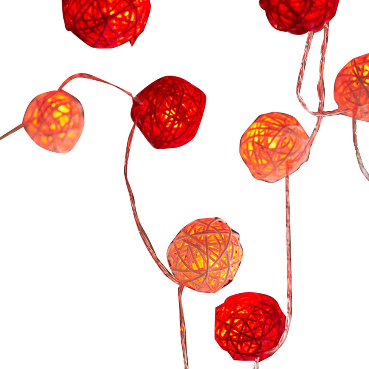 Rattan Ball String Light Decorative Romantic Rattan Ball String for Christmas Party Home Decor 2m/6.6ft