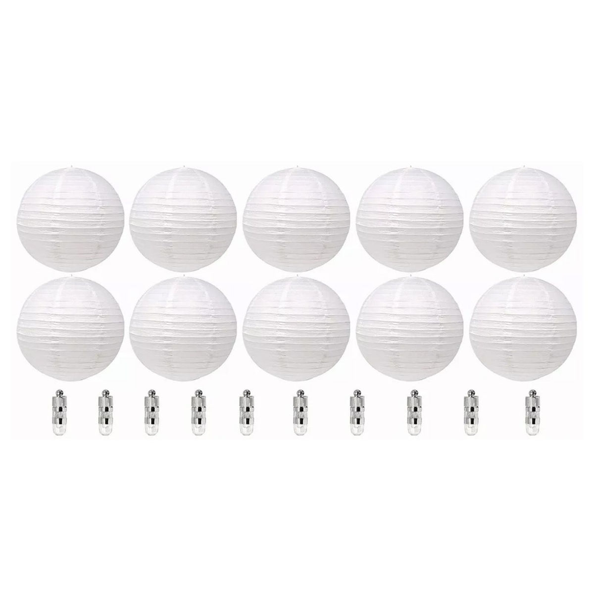 Chinese White Paper Lantern Decorative Round Paper Lanterns with 10 LED Lights for Wedding Party Christmas Party Decor