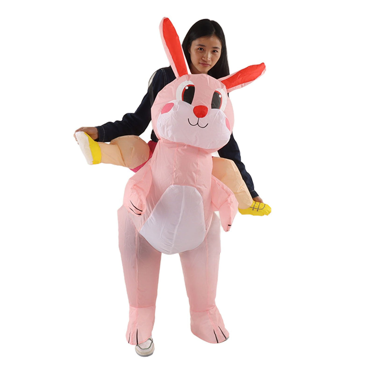 Easter Bunny Inflatable Costume Cute Festive Blow Up Riding Rabbit for Boys Girls Birthday Gifts 80‑120cm/31.5‑47.2in