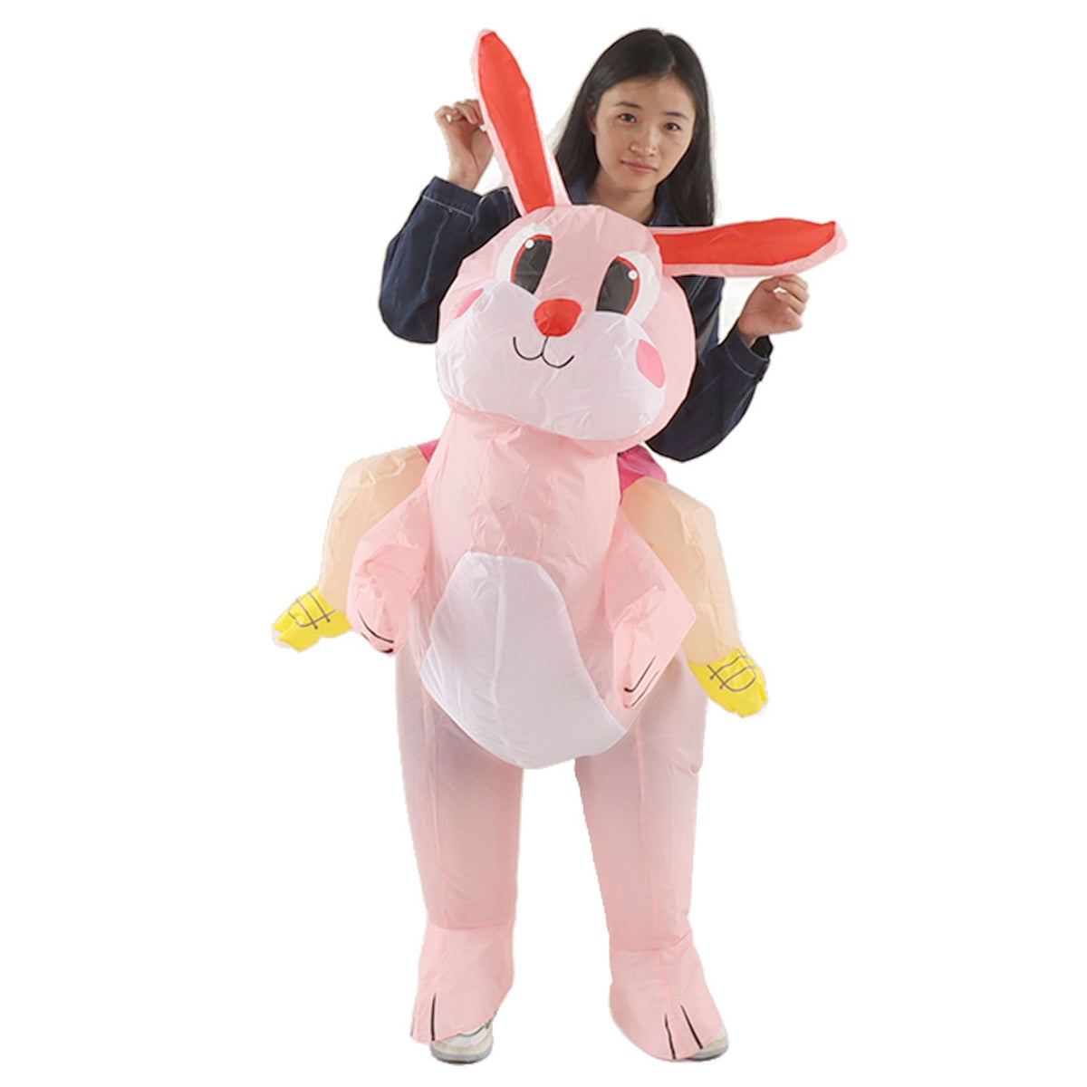 Easter Bunny Inflatable Costume Cute Festive Blow Up Riding Rabbit for Boys Girls Birthday Gifts 80‑120cm/31.5‑47.2in