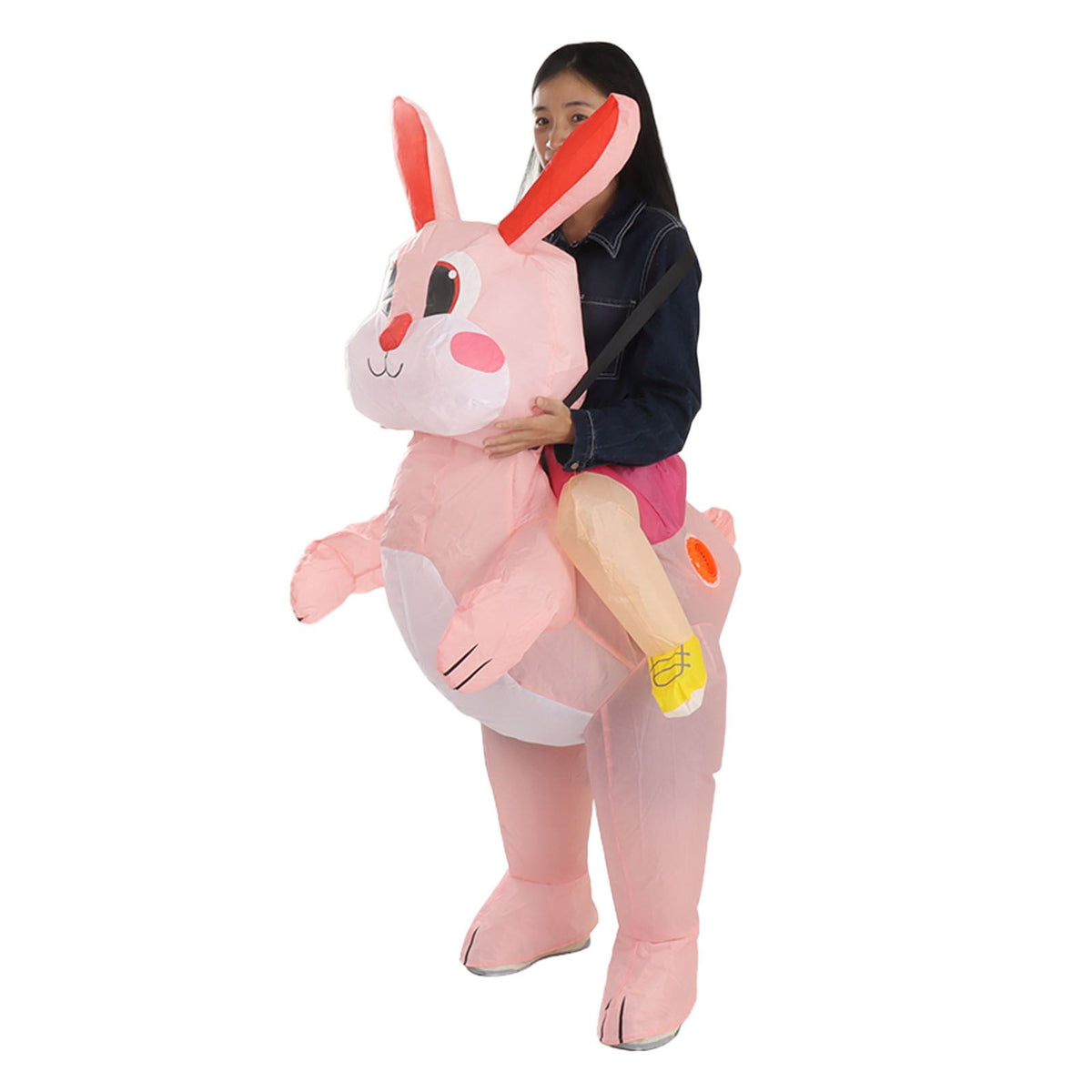 Easter Bunny Inflatable Costume Cute Festive Blow Up Riding Rabbit for Boys Girls Birthday Gifts 80‑120cm/31.5‑47.2in