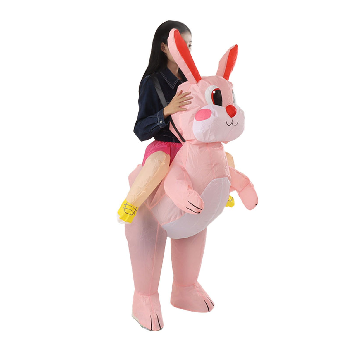 Easter Bunny Inflatable Costume Cute Festive Blow Up Riding Rabbit for Boys Girls Birthday Gifts 80‑120cm/31.5‑47.2in