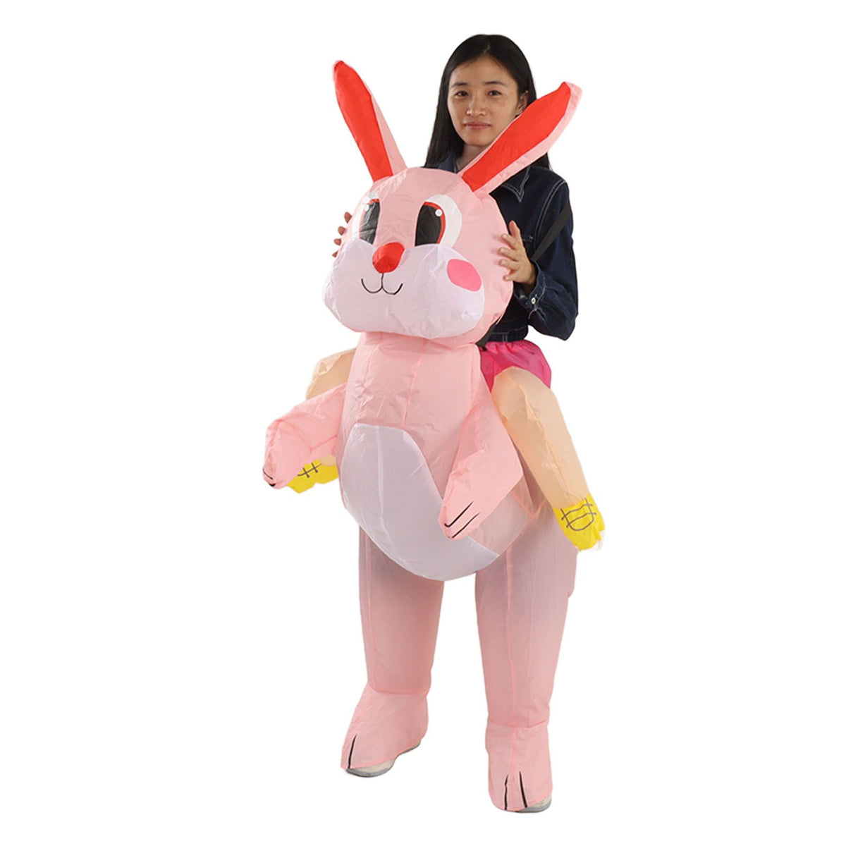 Easter Bunny Inflatable Costume Cute Festive Blow Up Riding Rabbit for Boys Girls Birthday Gifts 80‑120cm/31.5‑47.2in