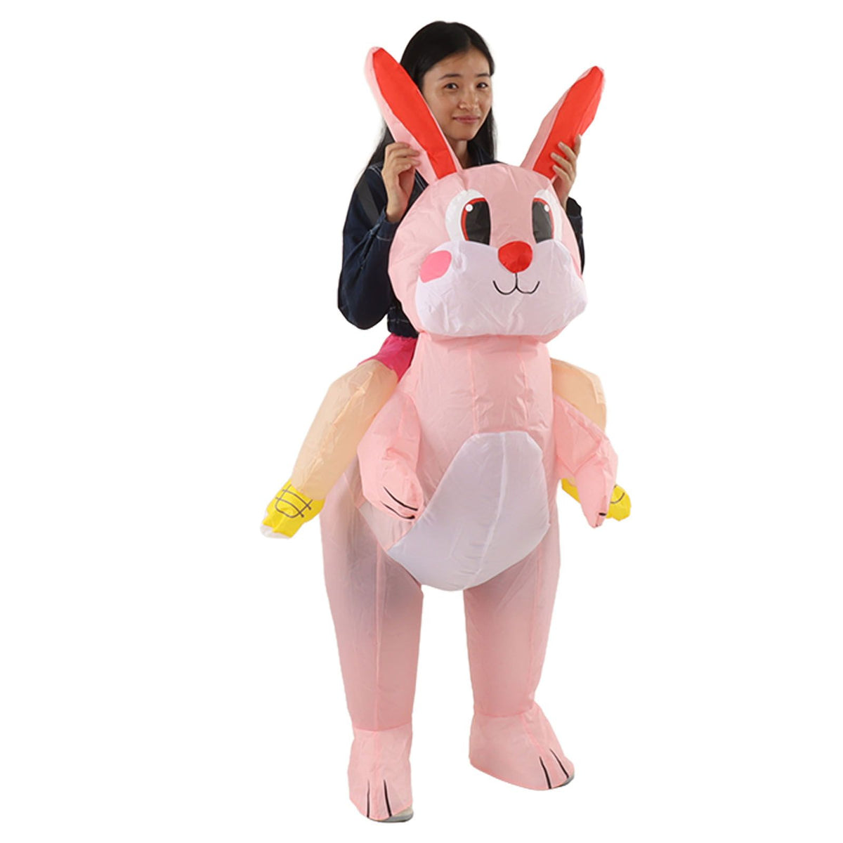 Easter Bunny Inflatable Costume Cute Festive Blow Up Riding Rabbit for Boys Girls Birthday Gifts 80‑120cm/31.5‑47.2in