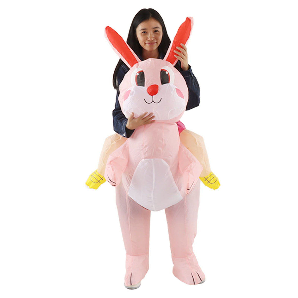 Easter Bunny Inflatable Costume Cute Festive Blow Up Riding Rabbit for Boys Girls Birthday Gifts 80‑120cm/31.5‑47.2in