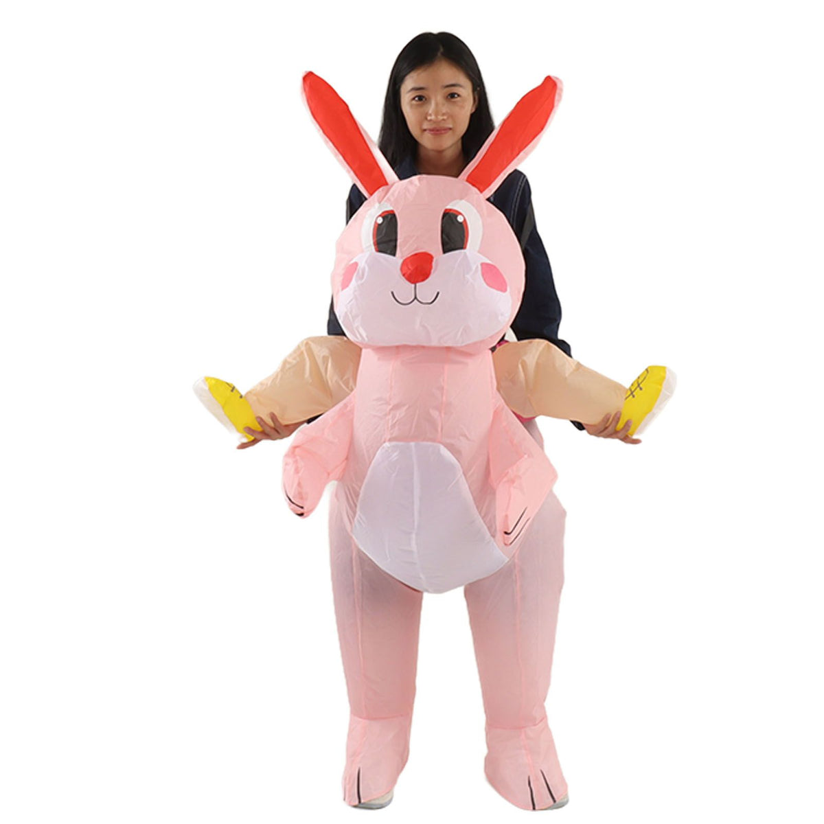 Easter Bunny Inflatable Costume Cute Festive Blow Up Riding Rabbit for Boys Girls Birthday Gifts 80‑120cm/31.5‑47.2in