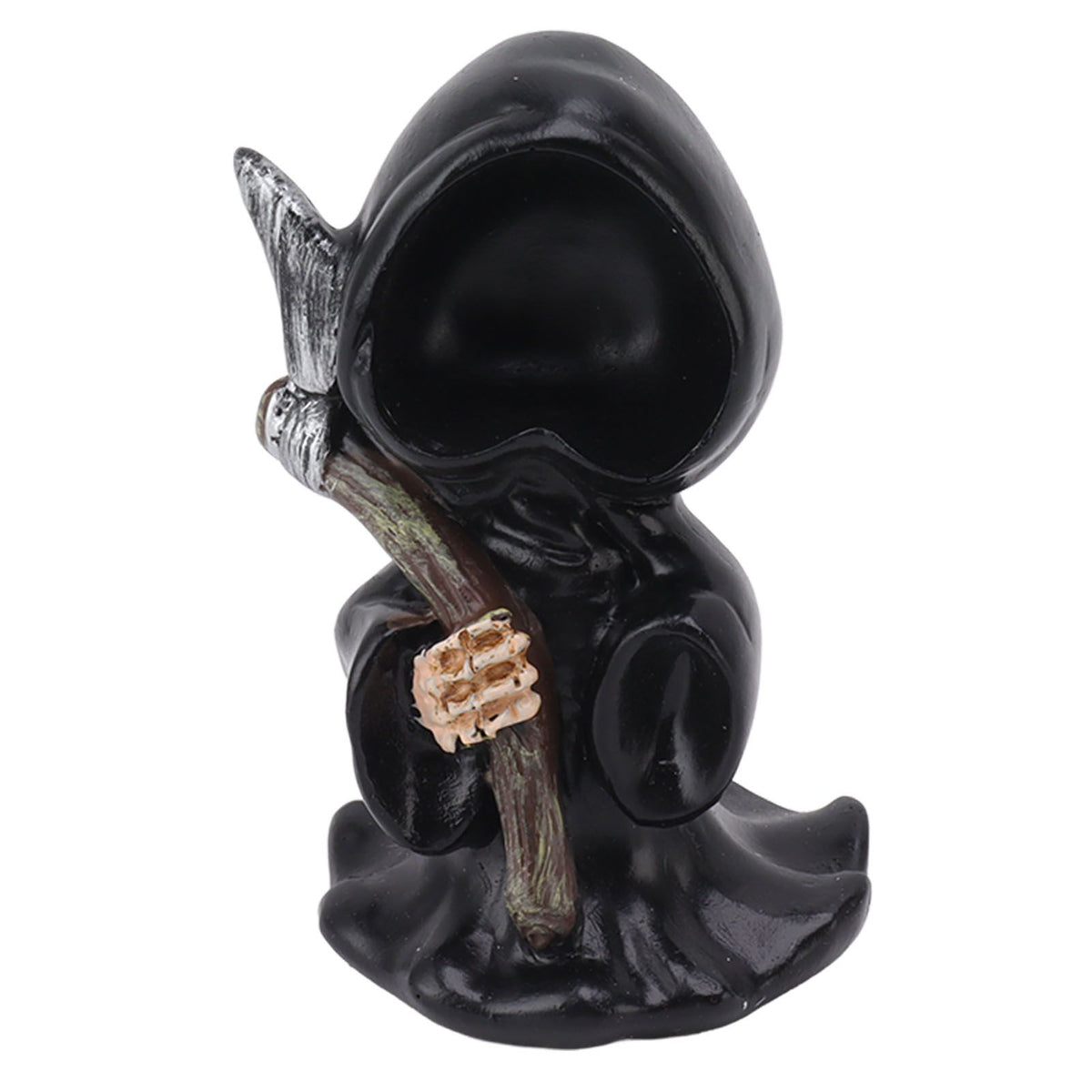 Grim Reaper Sculpture Resin Gothic Desktop Statue Figurine Decoration with Sickle for Halloween Party Stand