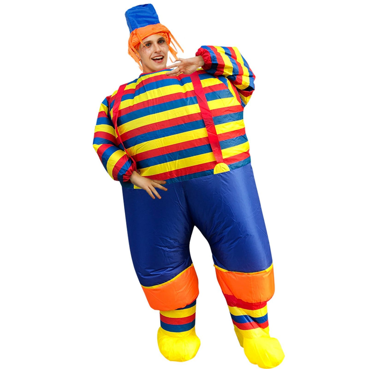 Inflatable Clown Costume Blow Up Joker Jumpsuit for Halloween Cosplay Party Christmas Adult Size