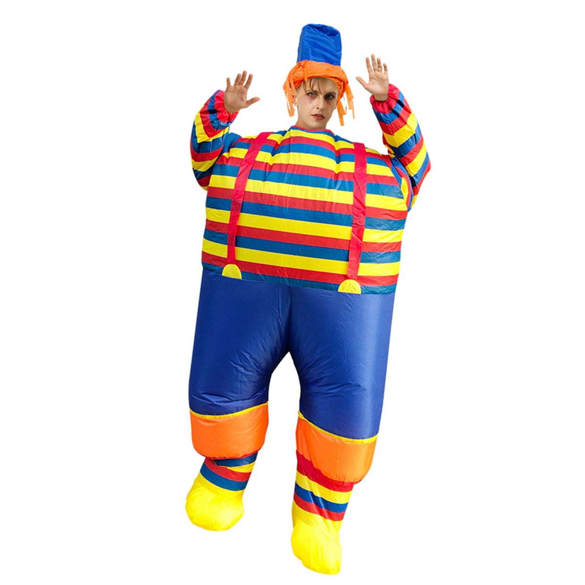Inflatable Clown Costume Blow Up Joker Jumpsuit for Halloween Cosplay Party Christmas Adult Size