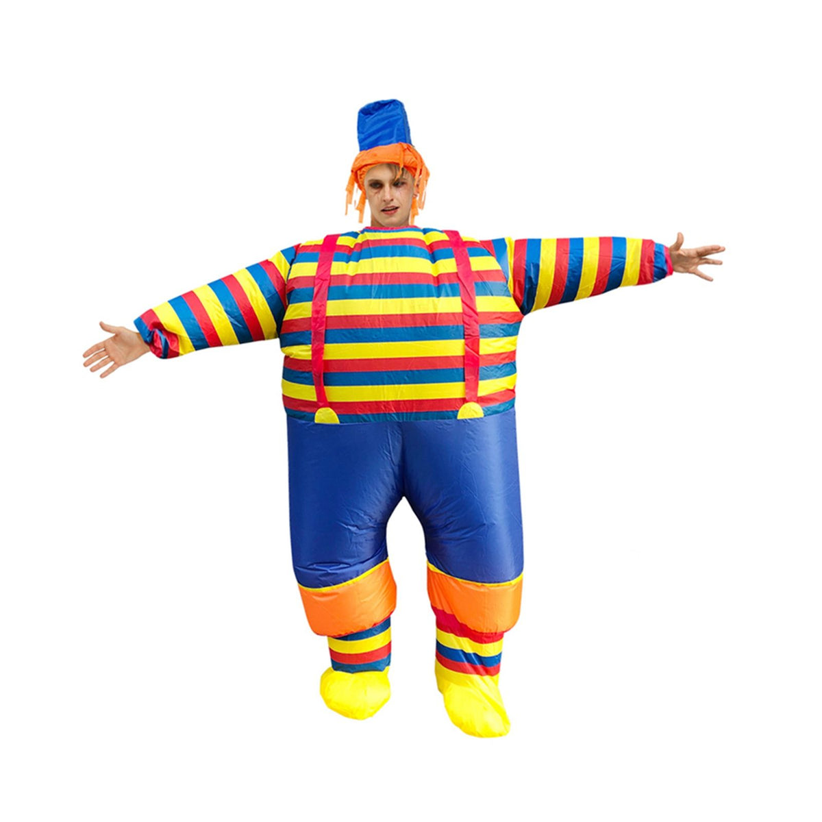 Inflatable Clown Costume Blow Up Joker Jumpsuit for Halloween Cosplay Party Christmas Adult Size