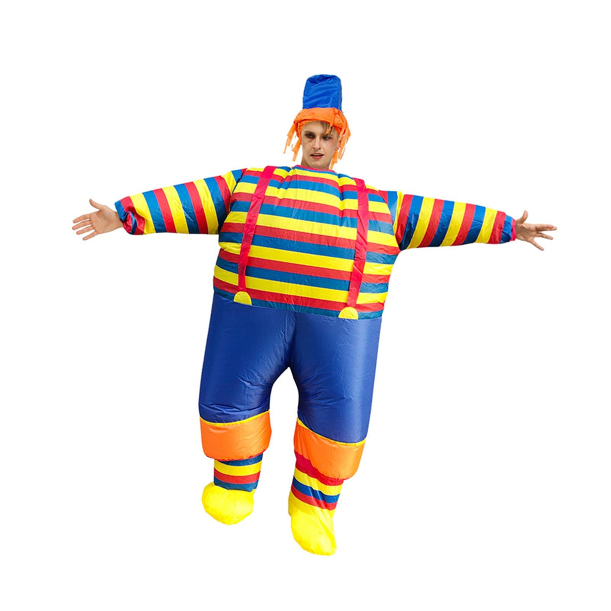 Inflatable Clown Costume Blow Up Joker Jumpsuit for Halloween Cosplay Party Christmas Adult Size