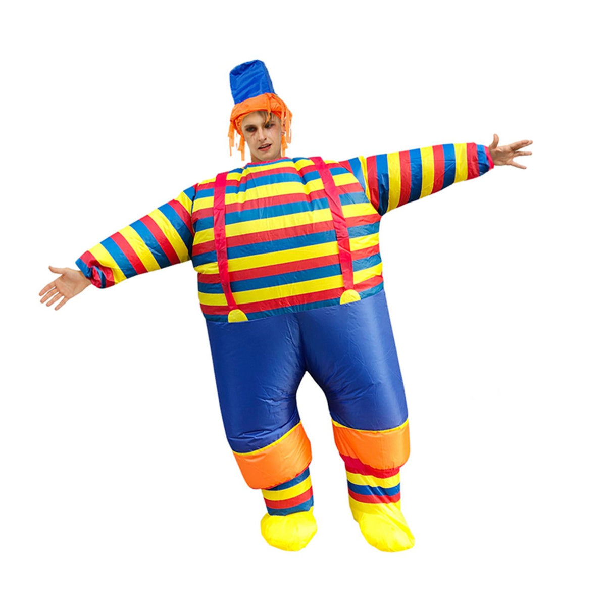 Inflatable Clown Costume Blow Up Joker Jumpsuit for Halloween Cosplay Party Christmas Adult Size