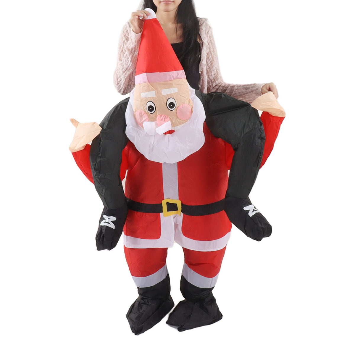 Santa Costume Funny Father Christmas Riding Inflatable Show Party Cosplay Role Playing Props Teenager(120‑140cm)