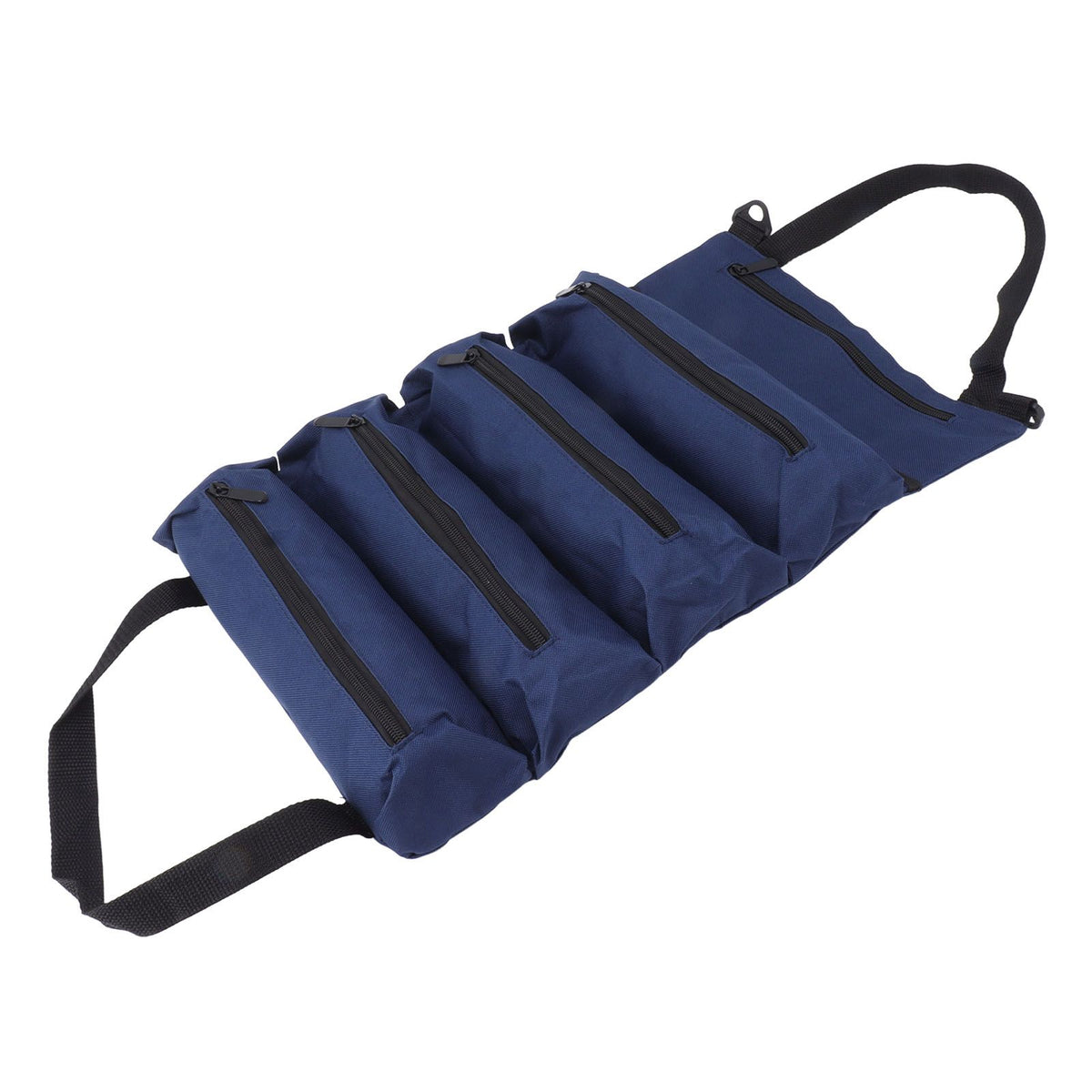Roll Up Tool Bag 5 Zipper Pockets Portable Oxford Cloth Electricians Tool Bag for Carpenter Plumber Blue