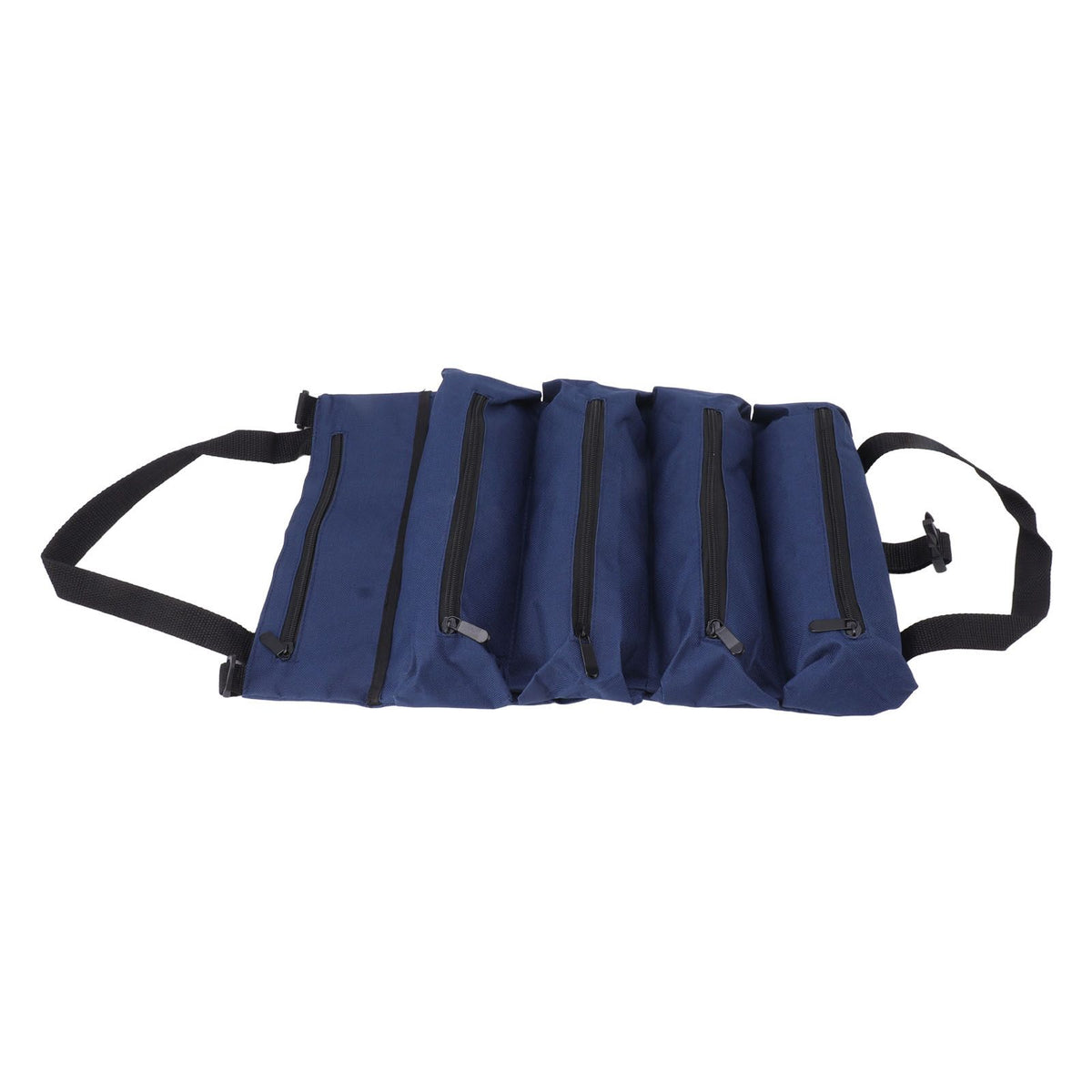 Roll Up Tool Bag 5 Zipper Pockets Portable Oxford Cloth Electricians Tool Bag for Carpenter Plumber Blue