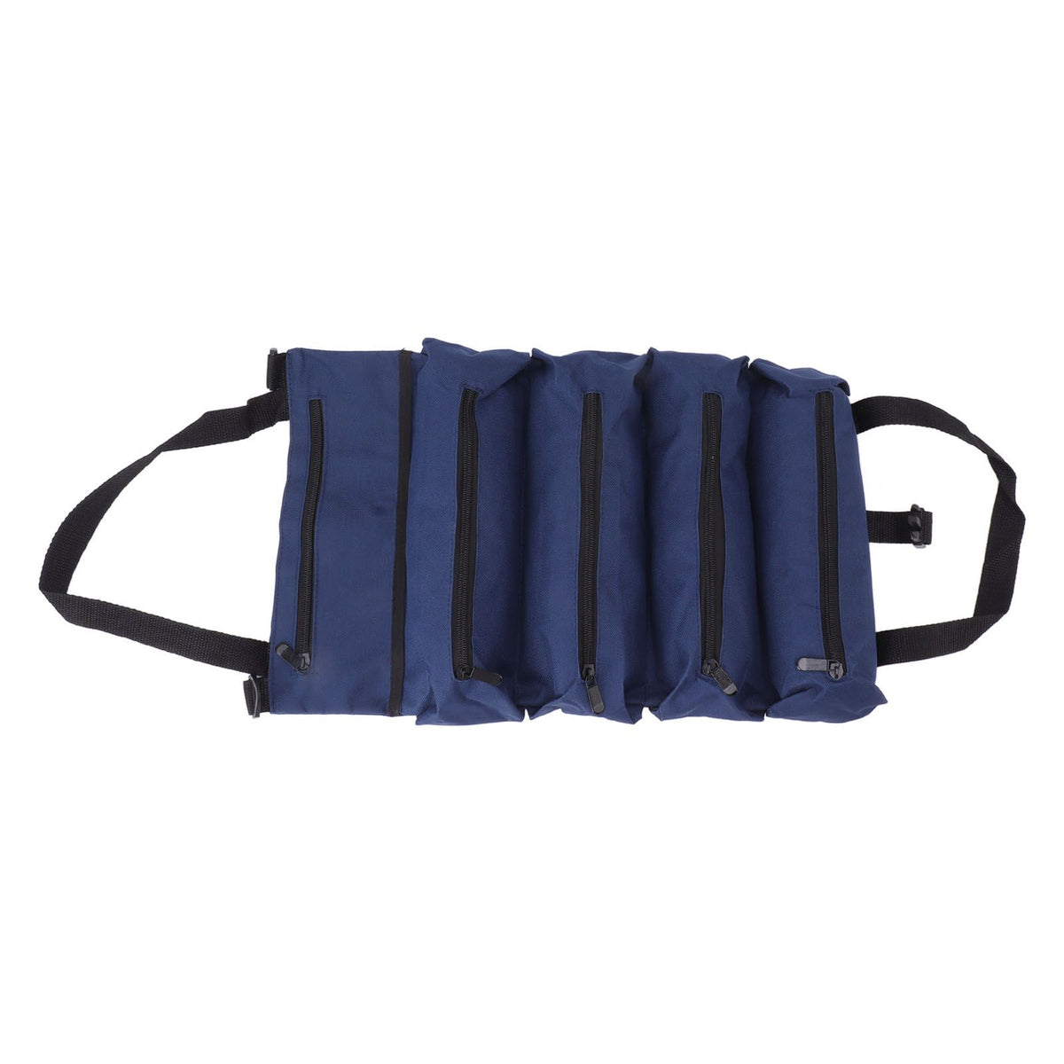 Roll Up Tool Bag 5 Zipper Pockets Portable Oxford Cloth Electricians Tool Bag for Carpenter Plumber Blue