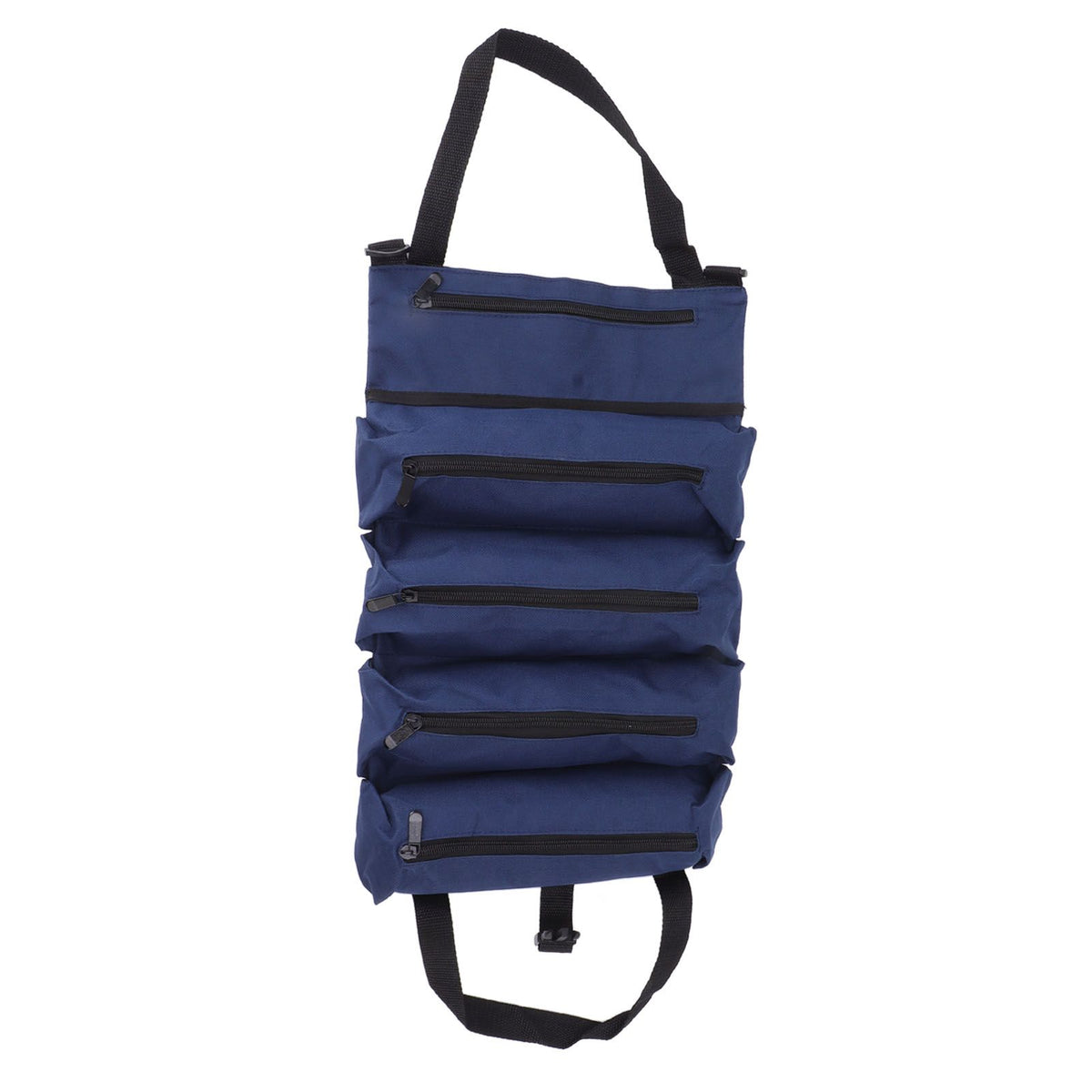 Roll Up Tool Bag 5 Zipper Pockets Portable Oxford Cloth Electricians Tool Bag for Carpenter Plumber Blue