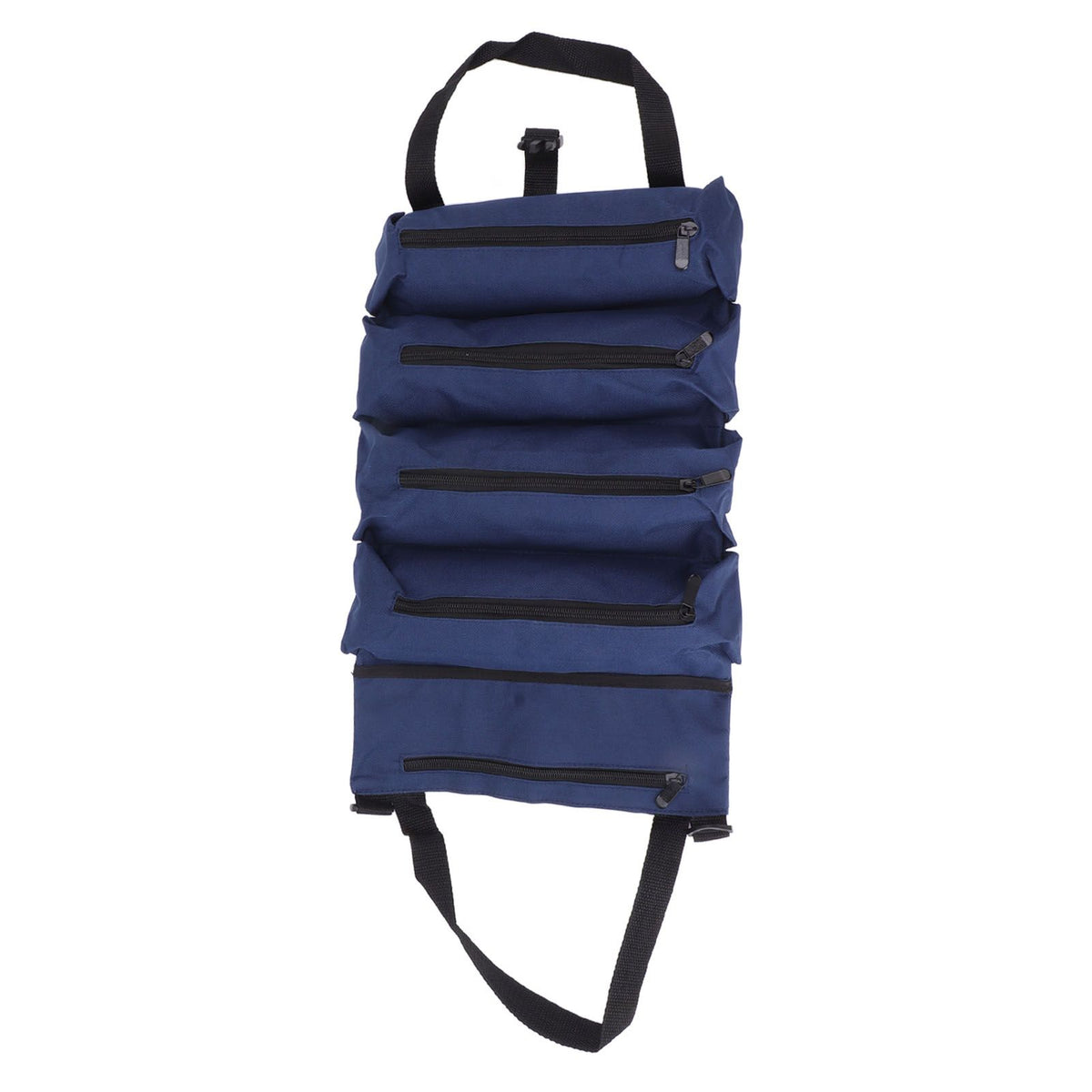 Roll Up Tool Bag 5 Zipper Pockets Portable Oxford Cloth Electricians Tool Bag for Carpenter Plumber Blue