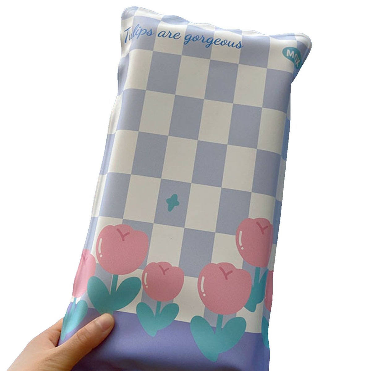 Water Filling Ice Pillow Multifunctional Summer Cartoon Cooling Cushion Mat Chair Pad for Children Blue Plaid Tulips