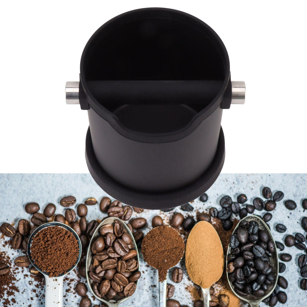 Semi Automatic Coffee Knock Box Stainless Steel Silicone Coffee Grounds Container Dump Bin