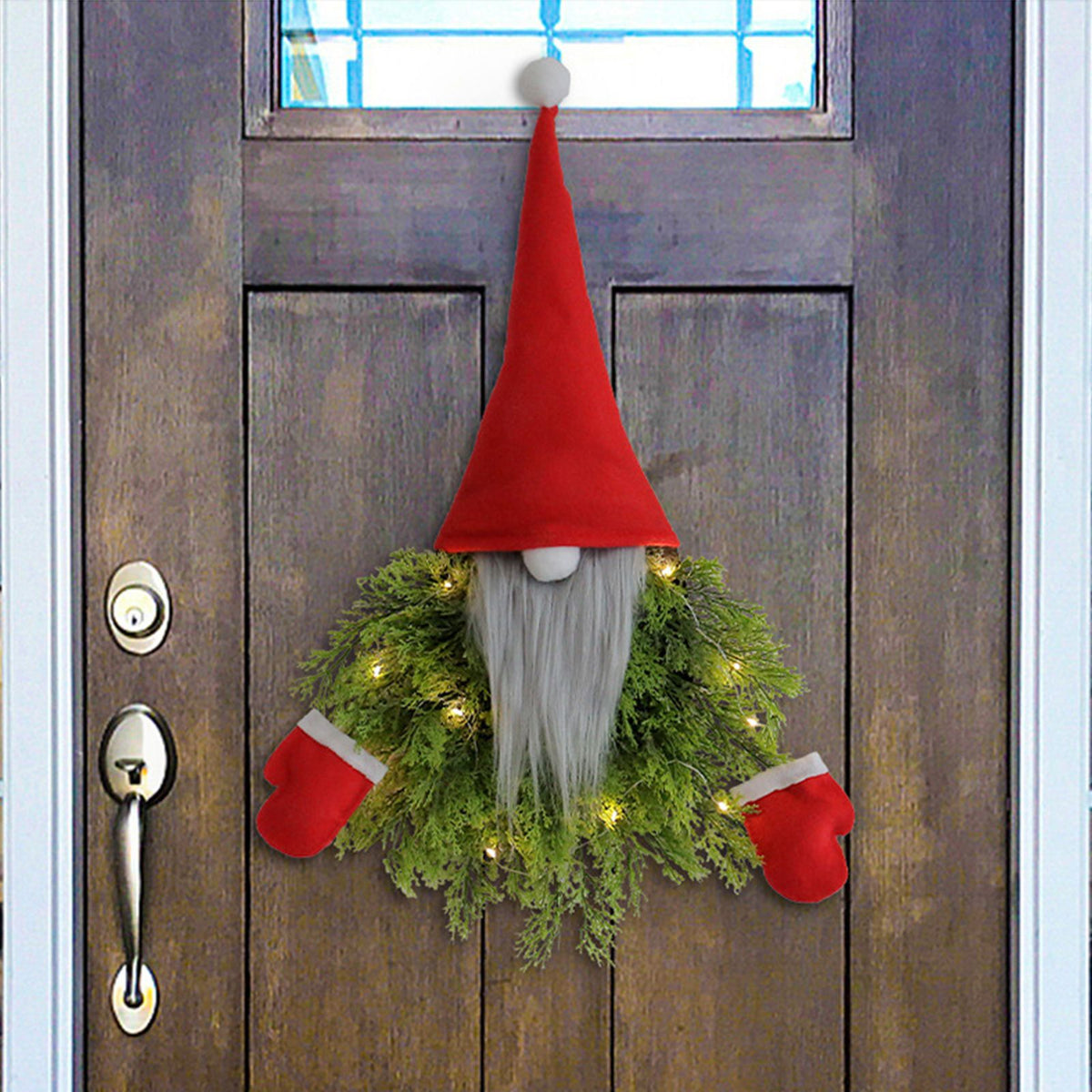 Luminous Faceless Santa Claus Christmas Wreath Door Hanging Restaurant Bar Wall Hanging Christmas Decoration