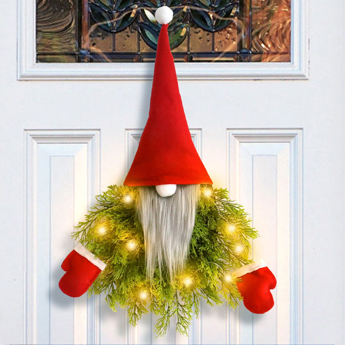 Luminous Faceless Santa Claus Christmas Wreath Door Hanging Restaurant Bar Wall Hanging Christmas Decoration
