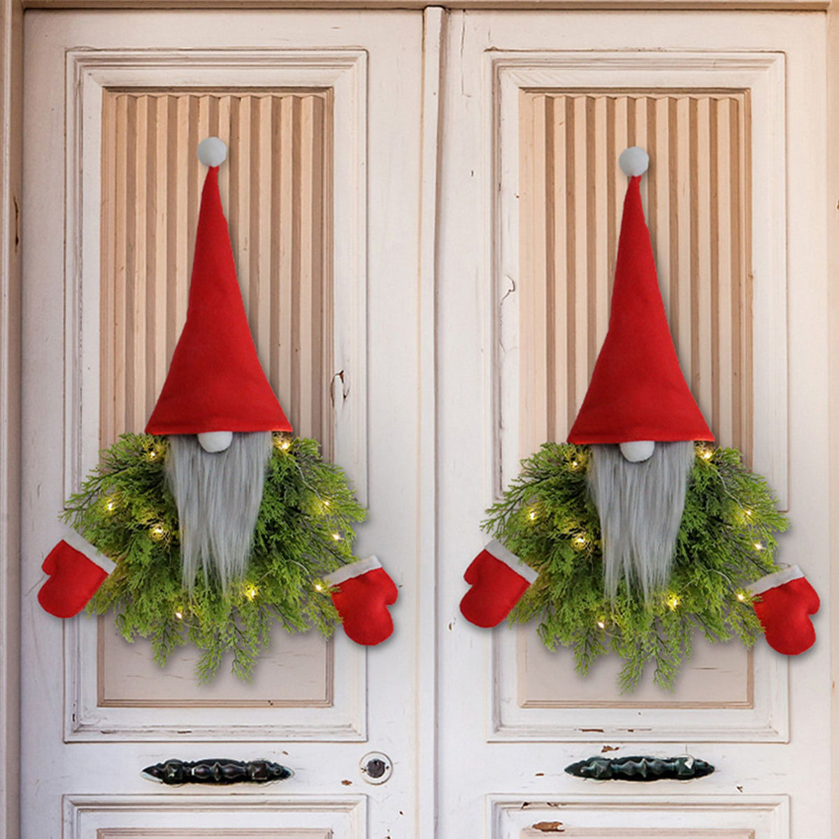 Luminous Faceless Santa Claus Christmas Wreath Door Hanging Restaurant Bar Wall Hanging Christmas Decoration