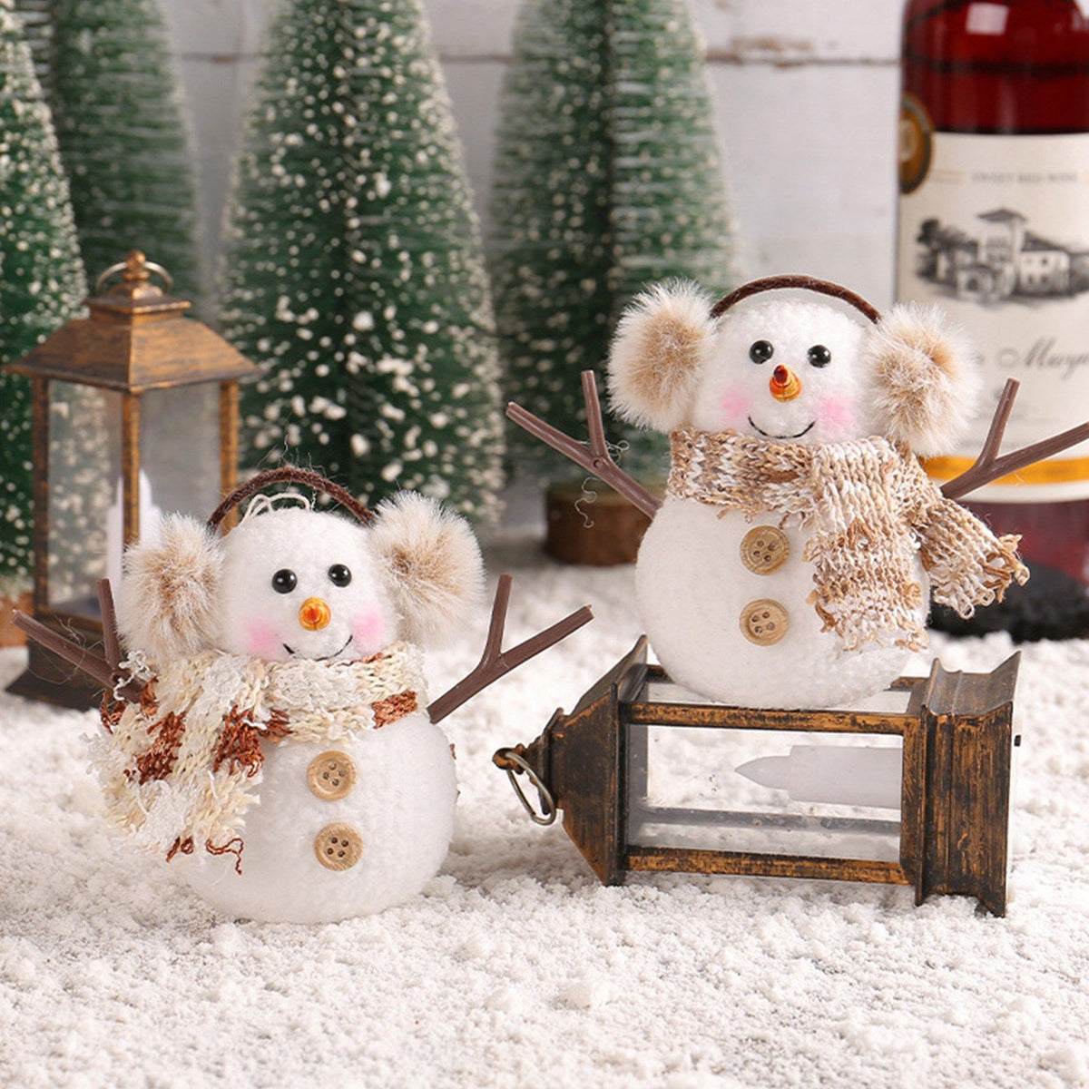 2pcs Enchanting Illuminated Mini Snowman Ornament for Christmas Home Decor
