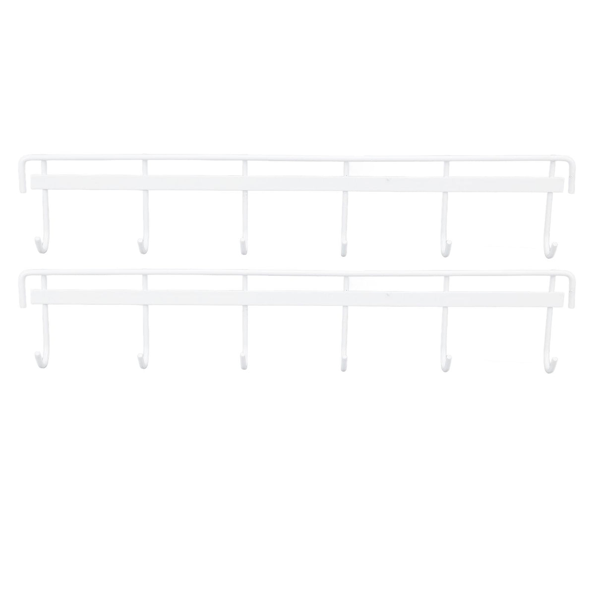 2pcs Wall Mounted Coat Rack Stainless Steel Wall Hanging Coat Hook Rail with 6 Hooks for Clothes Towel Hat 6 Hooks 2 White