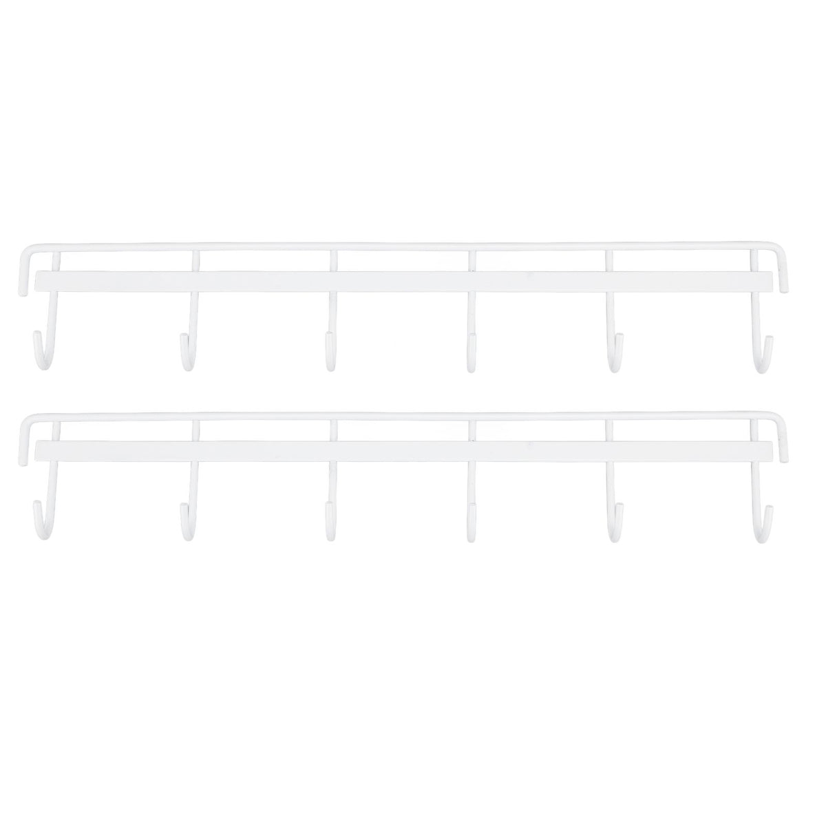 2pcs Wall Mounted Coat Rack Stainless Steel Wall Hanging Coat Hook Rail with 6 Hooks for Clothes Towel Hat 6 Hooks 2 White