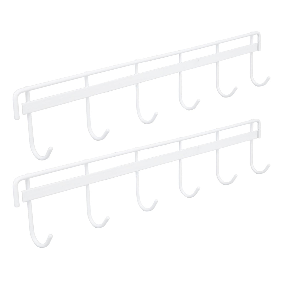 2pcs Wall Mounted Coat Rack Stainless Steel Wall Hanging Coat Hook Rail with 6 Hooks for Clothes Towel Hat 6 Hooks 2 White