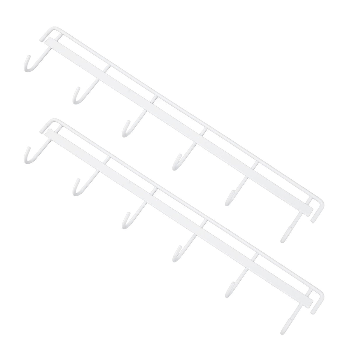 2pcs Wall Mounted Coat Rack Stainless Steel Wall Hanging Coat Hook Rail with 6 Hooks for Clothes Towel Hat 6 Hooks 2 White