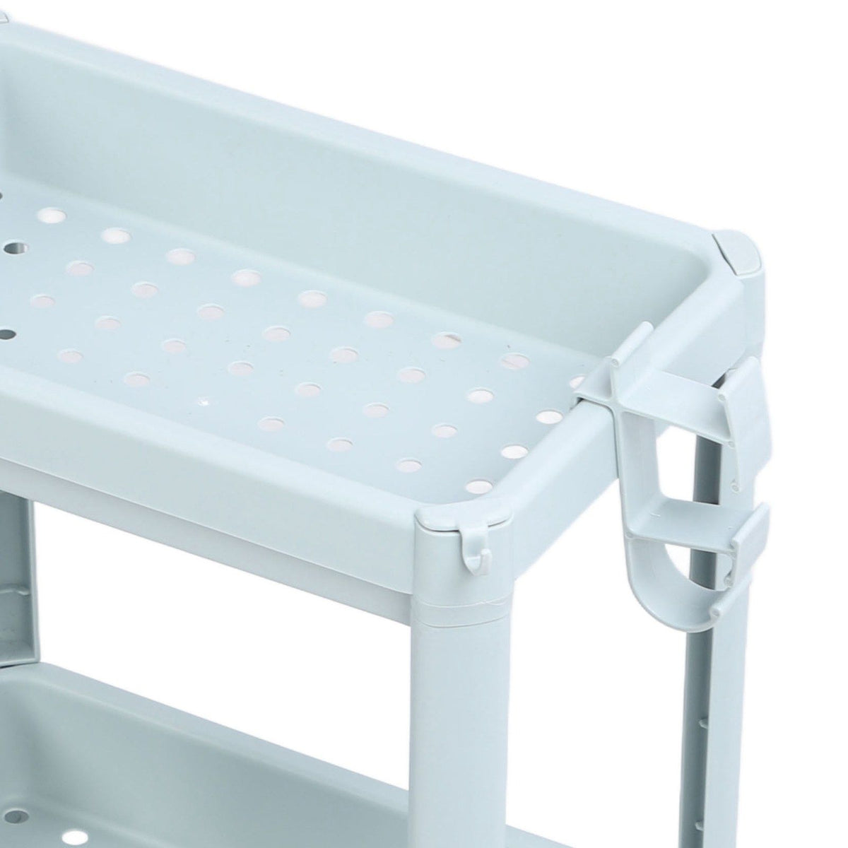 Bathroom Floor Storage Shelf Bathroom Storage Open Shelf Unit Freestanding Corner Rack Shelves Storage Rack Nordic Blue 2 Tier (with Wheels)