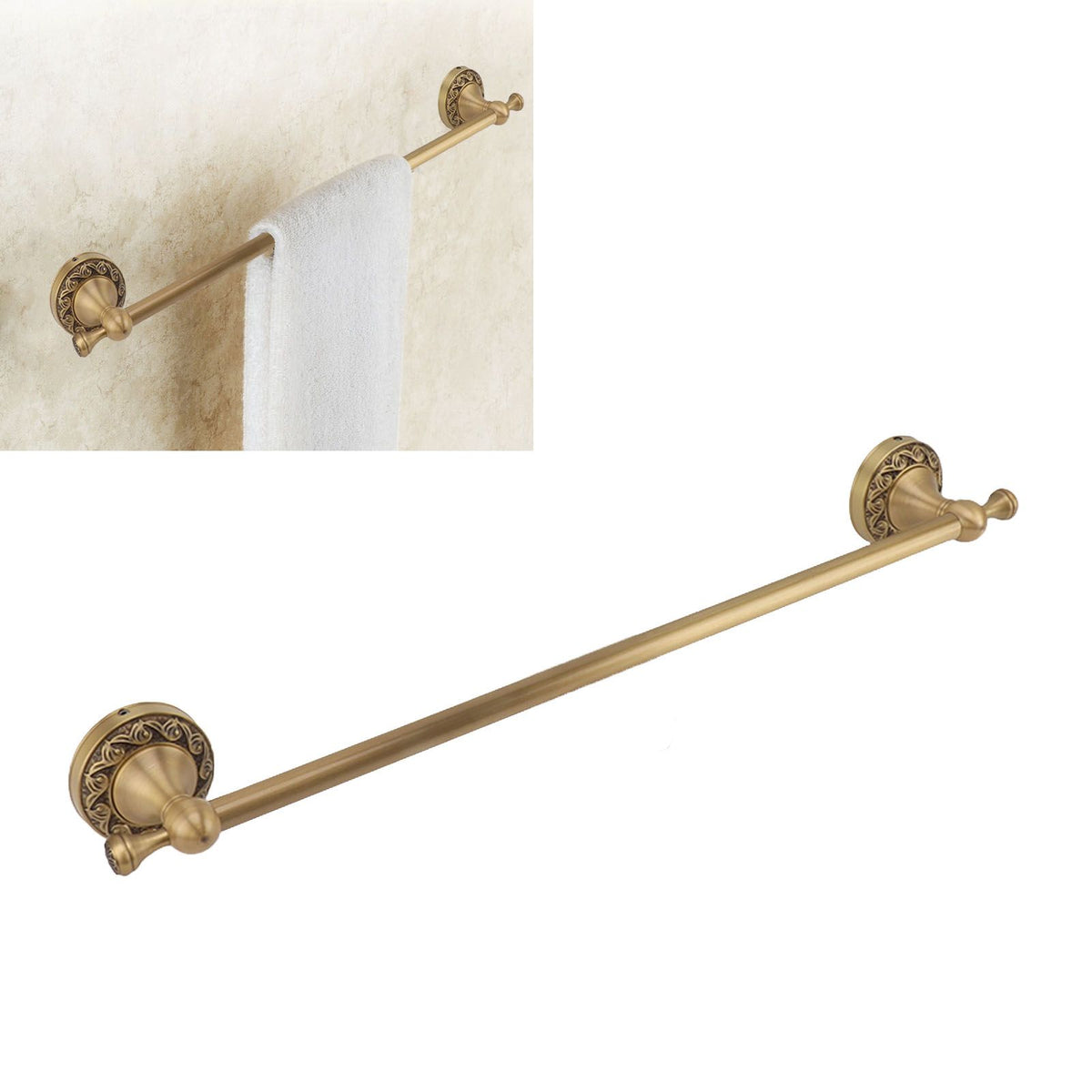 Bathroom Towel Bar 19.7in Sturdy Copper Elegant Retro Style Hand Towel Holder with Screws Hex Wrench for Home Kitchen Antique