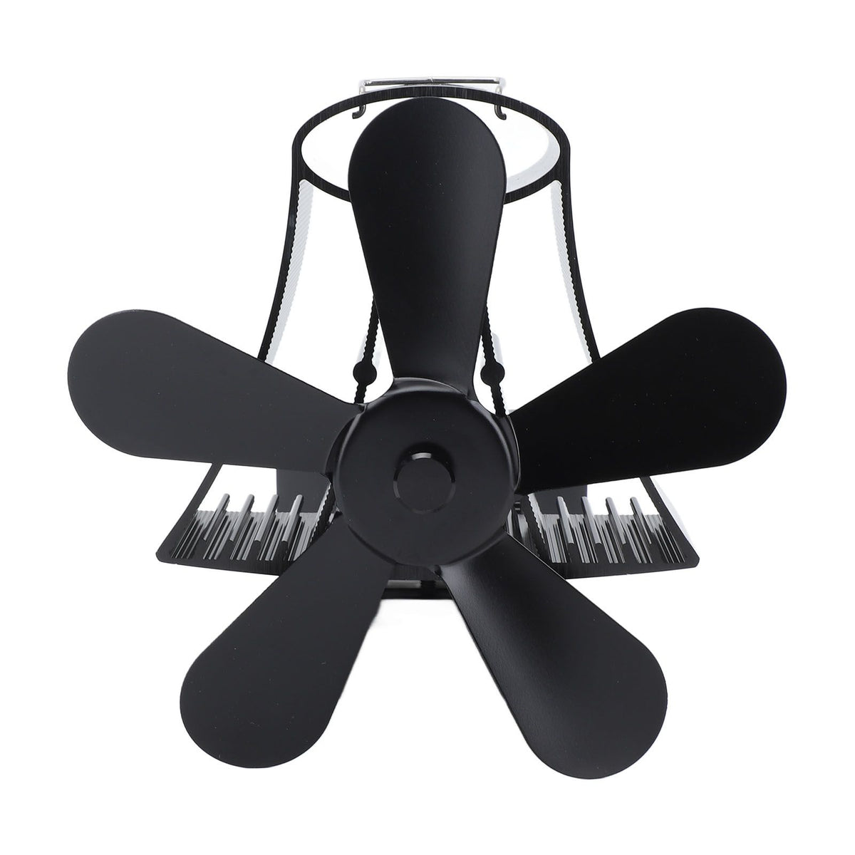 Magnetic Wall Mounted Fireplace Fan Silent Operation 5 Blade Heat Powered Wood Stove Fan Log Wood Burner Black