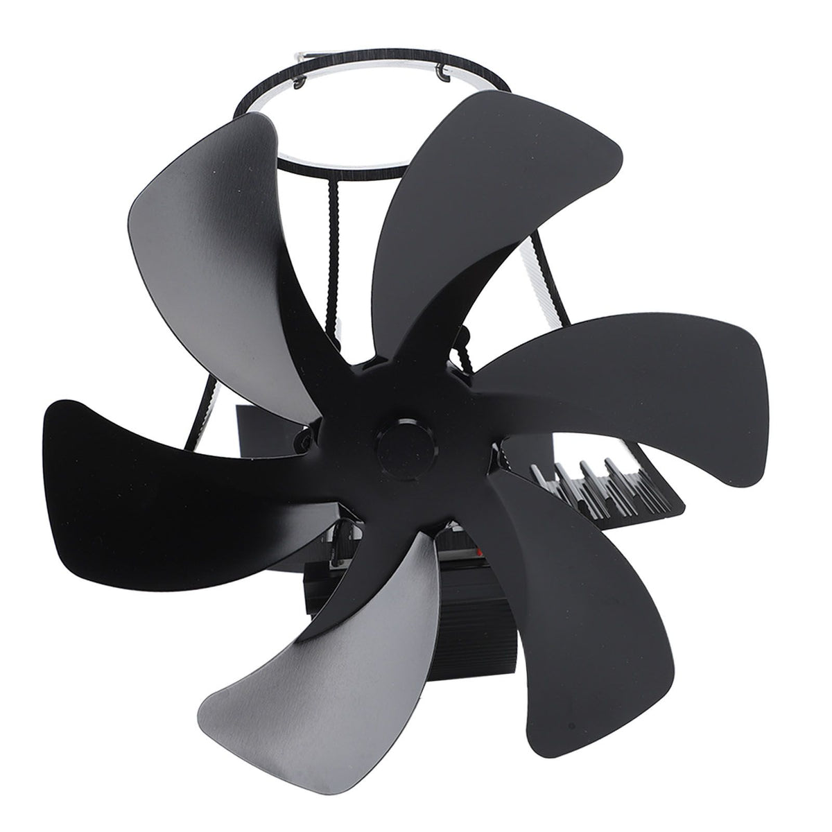 6 Blade Magnet Wall Mount Heat Powered Stove Fan Pipe Fireplace Fan Magnetic Installation for Wood Log Burners Black