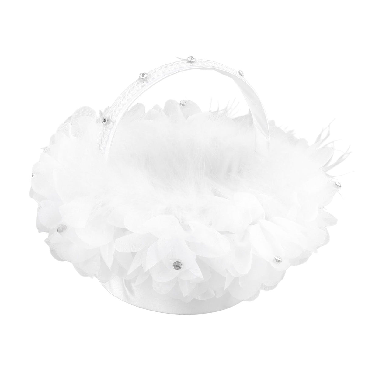 White Flower Girl Basket Petal Beads Decoration Handheld Bridesmaid Scattering Wedding Basket