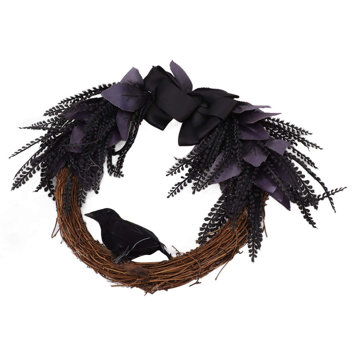 Halloween Wreath Bowknot Crow Garland Decoration Home Door Hallway Hanging Wreath