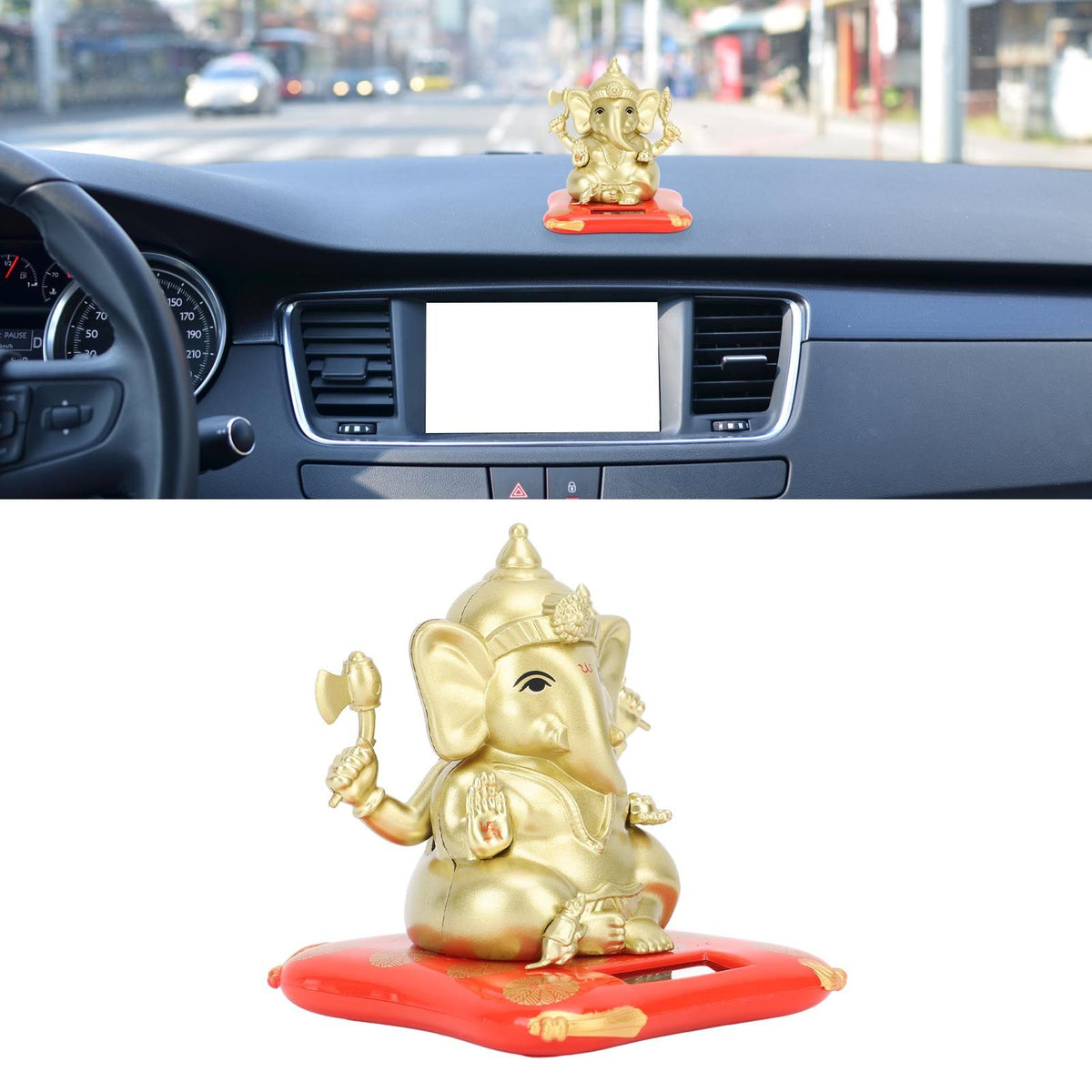 Car Solar Bobble Head Toy Exquisite Environmentally Friendly Elephant Swinging Dancing Toy Gold