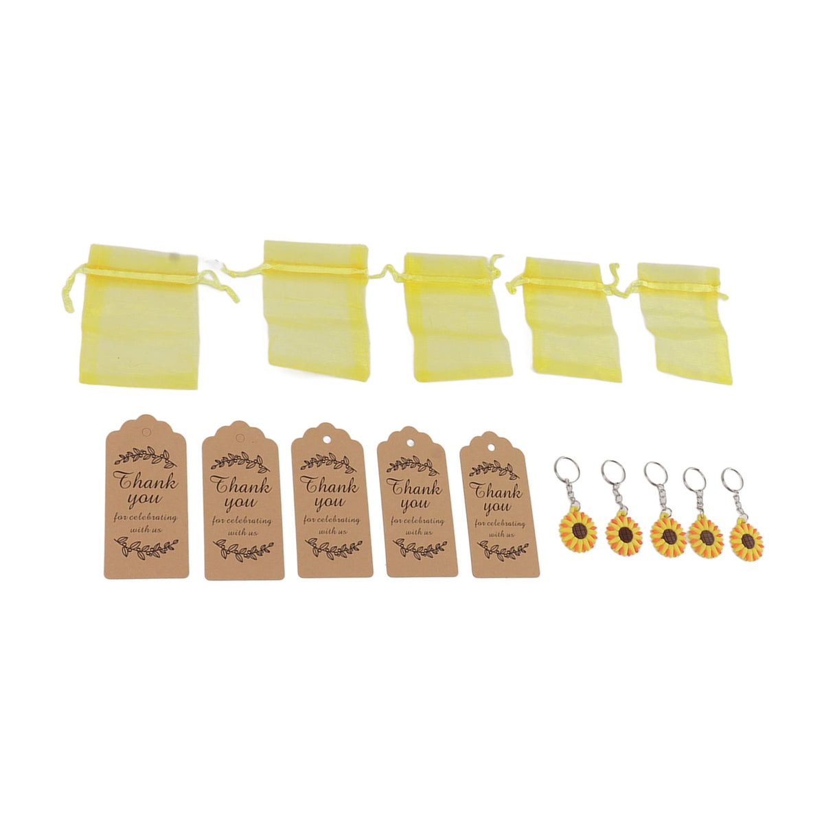 30 Sets Sunflower Party Favors Keychain Bags Tags Sunflower Return Gifts for Wedding Birthday Baby Shower