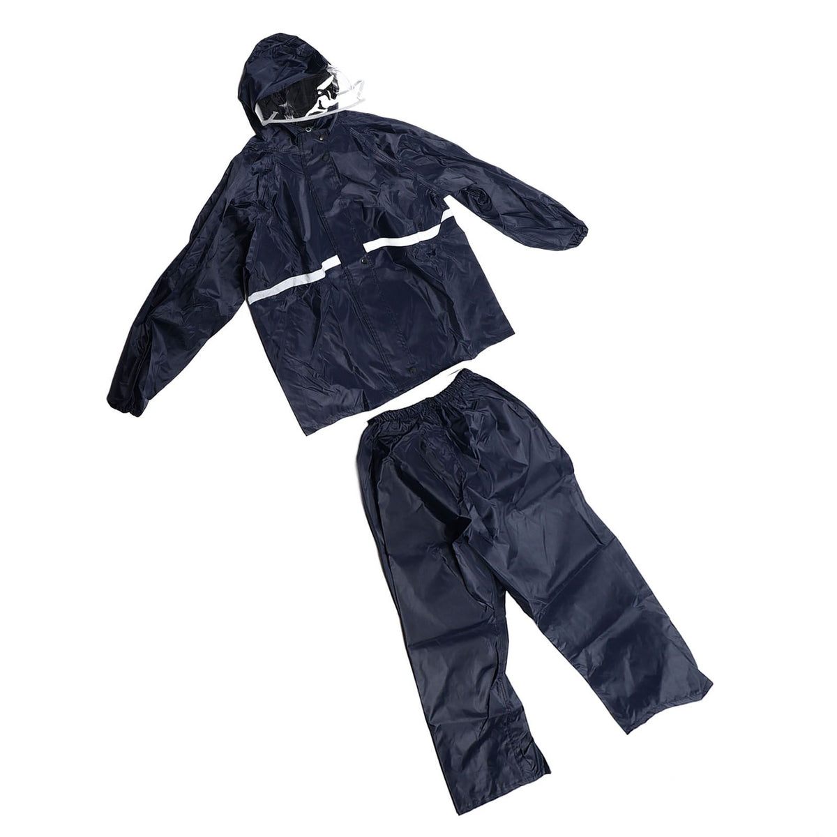 Split Jacket Pants Suit Breathable Waterproof Raincoat Set Double Layer Raincoat Set for Men Women Oxford Navy Blue L