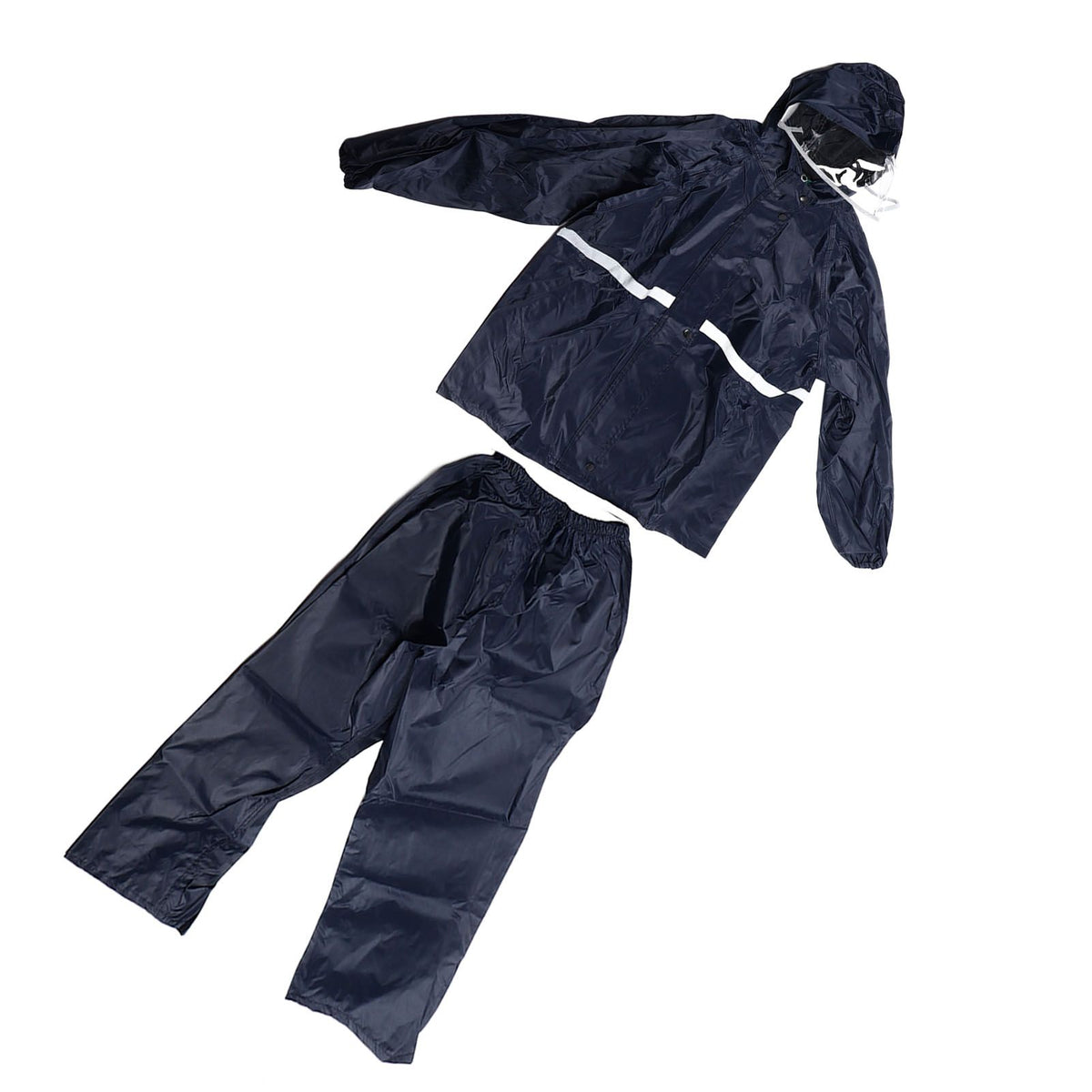 Split Jacket Pants Suit Breathable Waterproof Raincoat Set Double Layer Raincoat Set for Men Women Oxford Navy Blue XL
