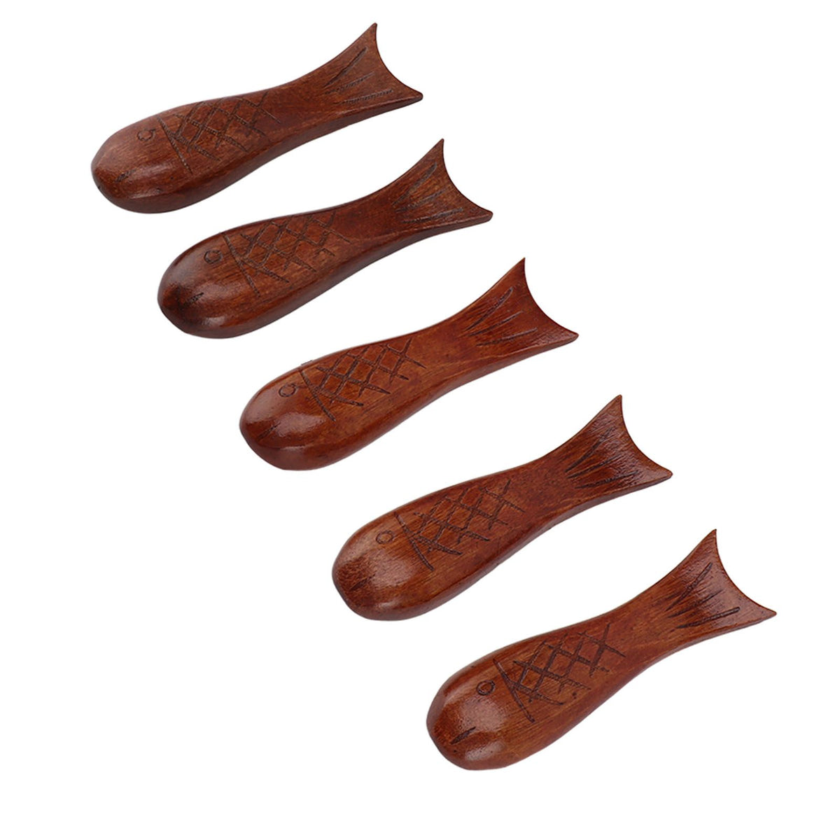 5Pcs Wooden Fish Shape Chopstick Rest Stand Rack Spoon Fork Knife Holder Wooden Chopstick Holder