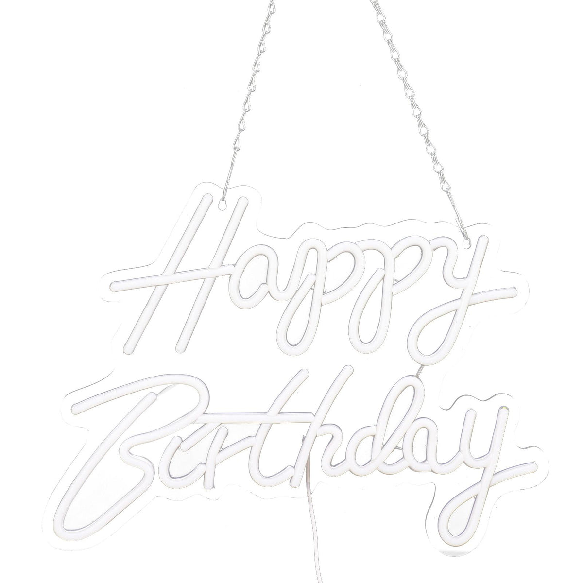 Happy Birthday Letter LED Lights Romantic Neon Light Sign Acrylic Happy Birthday Decoration for Party Bar Cold White