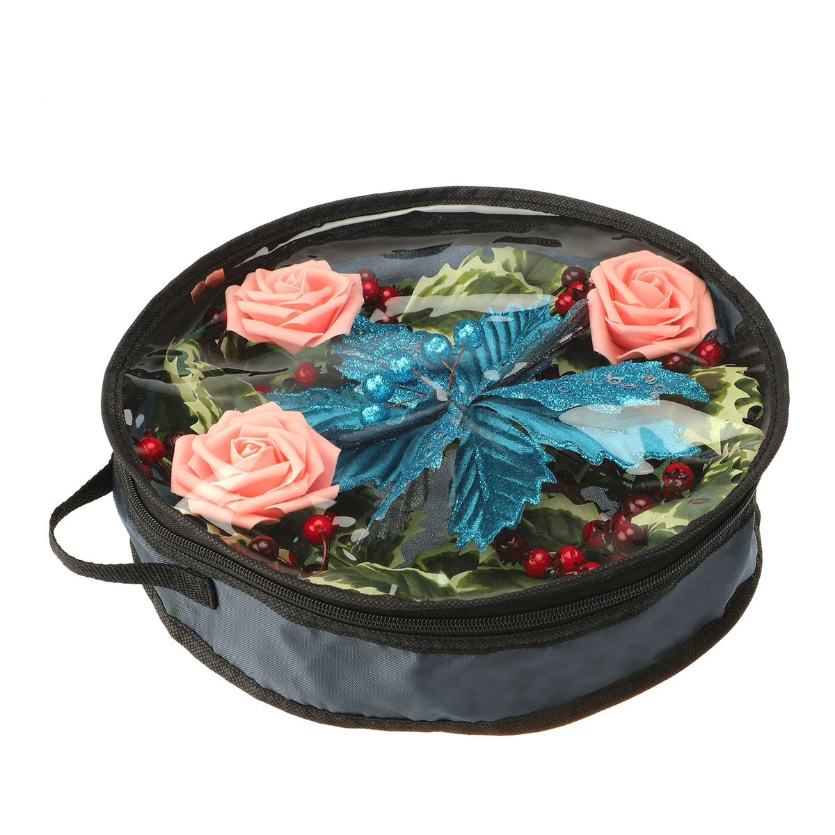 Transparent Christmas Wreath Storage Bag Portable Holiday Wreath Container Decoration Garland Organizer